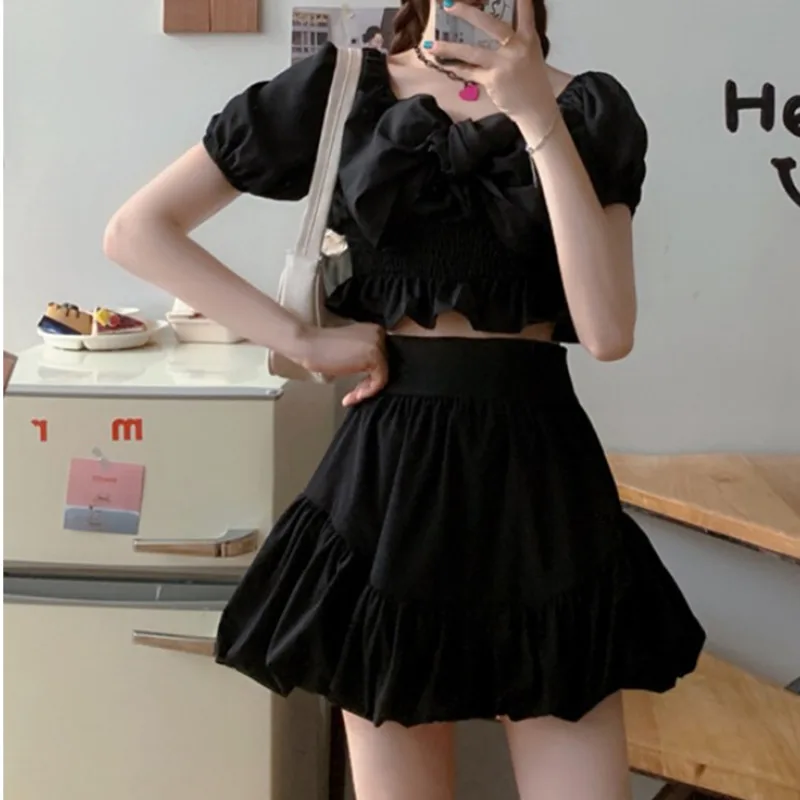 

Skirt Women Summer KawaiiHigh Waist Solid Color Ball Gown Japanese Cute Kawaii Mini Skirts Fashion Tide Asymmetrical Faldas Jupe