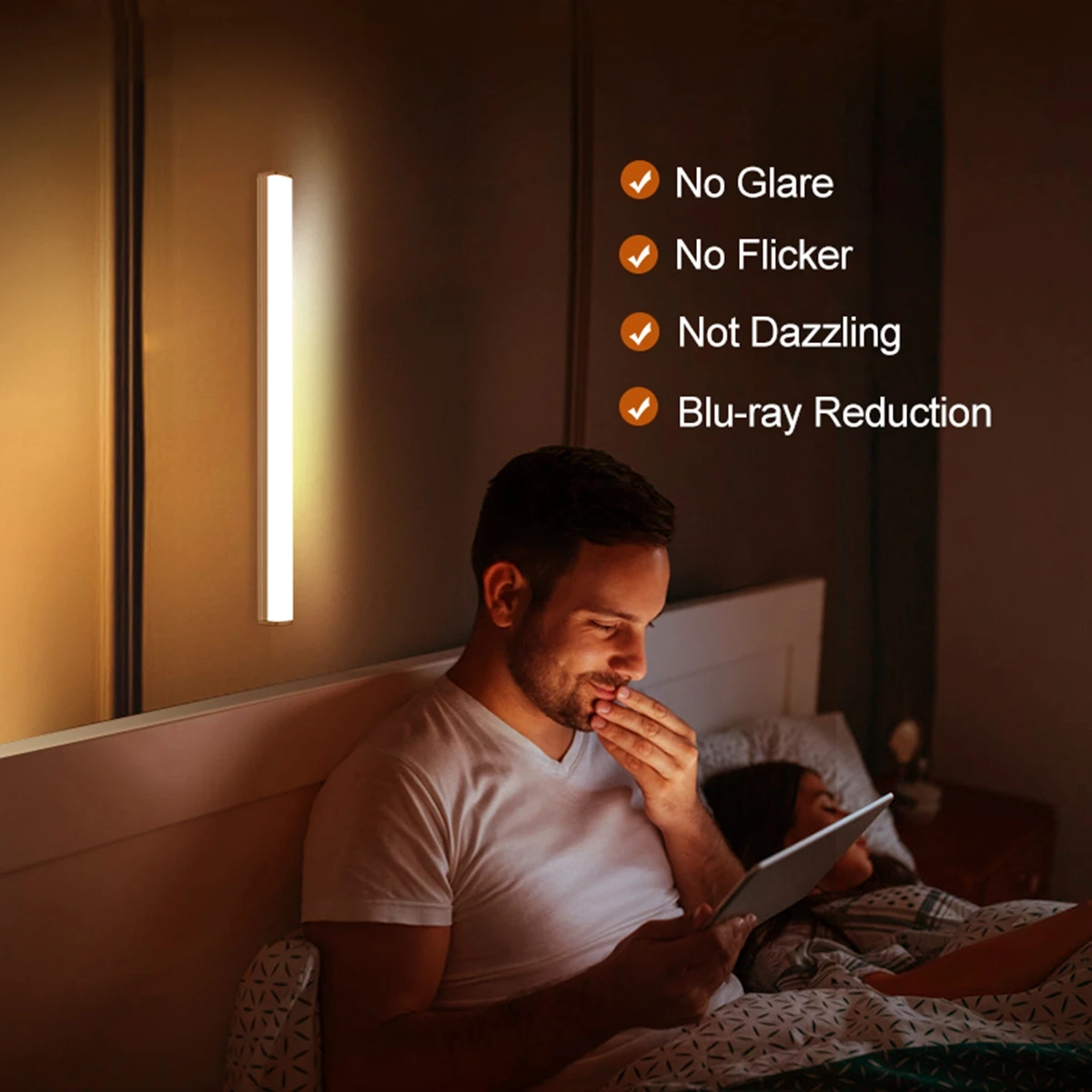 

Bedroom Decor Night Lights Led Strip Lamp USB Rechargeable 40CM 60LED Wall Lamp for Kitchen Staircase Cabinet Wardrobe Lampara