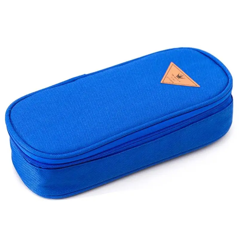 Простой холщовый пенал ярких цветов вместительный на молнии с окошком не мнется