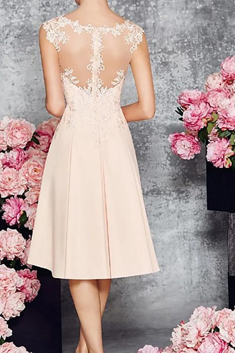 Кружевное платье для матери невесты с круглым вырезом без рукавов | Свадьбы и