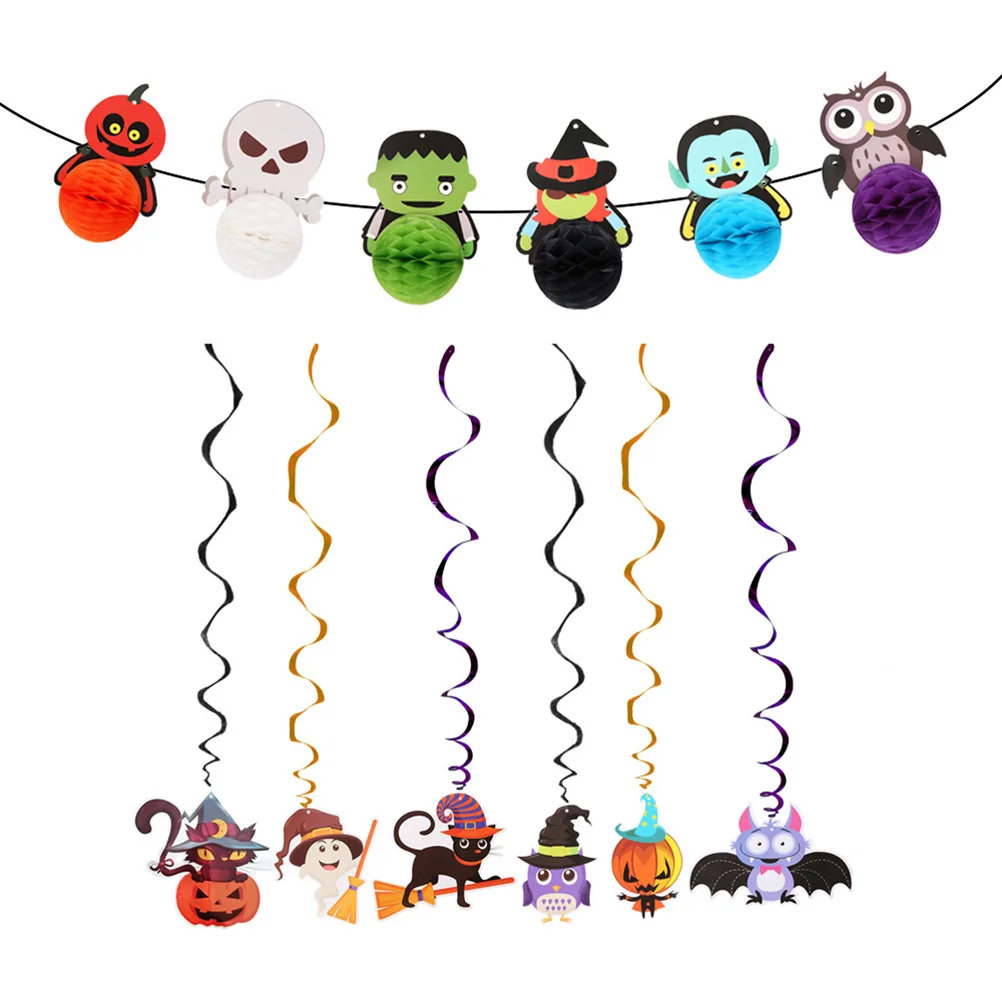 2 комплекта Декоративная гирлянда в форме сотовой сферы на Хэллоуин|Украшения