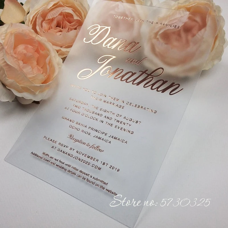 Приглашения на свадьбу из фольги акриловые минималистичные открытки для ответа