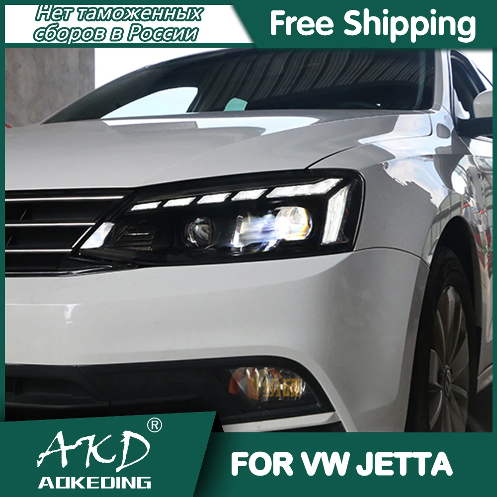 For VW Jetta 2011-2019 Headlights Mk6 DRL Day Running Light LED Bi Xenon Bulb Fog Lights Car Accessory Jetta Head Lamp