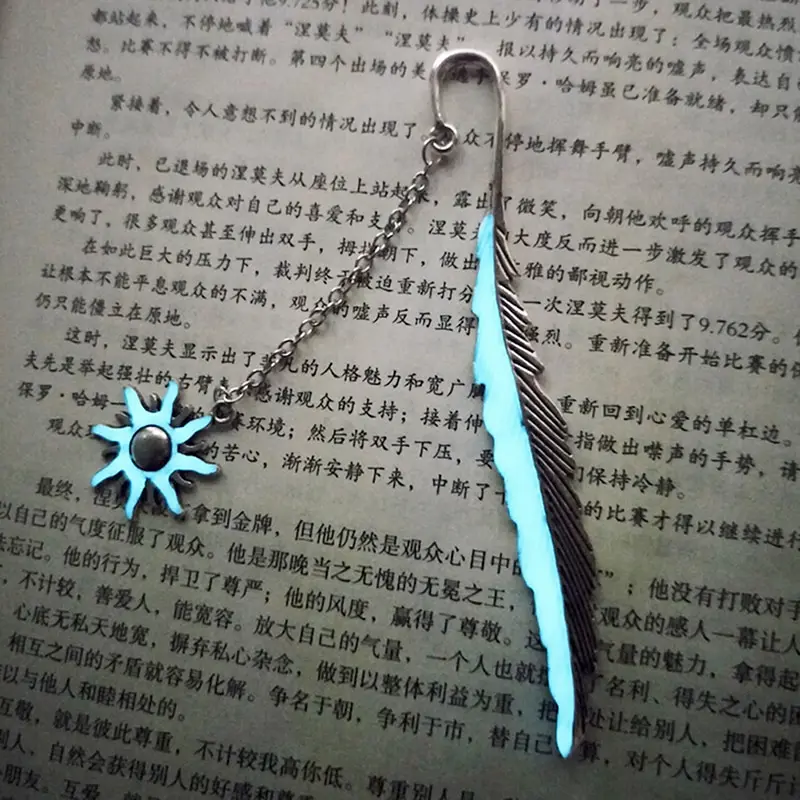 Светящаяся Закладка с солнцем этикетка для чтения перо канцелярские медные