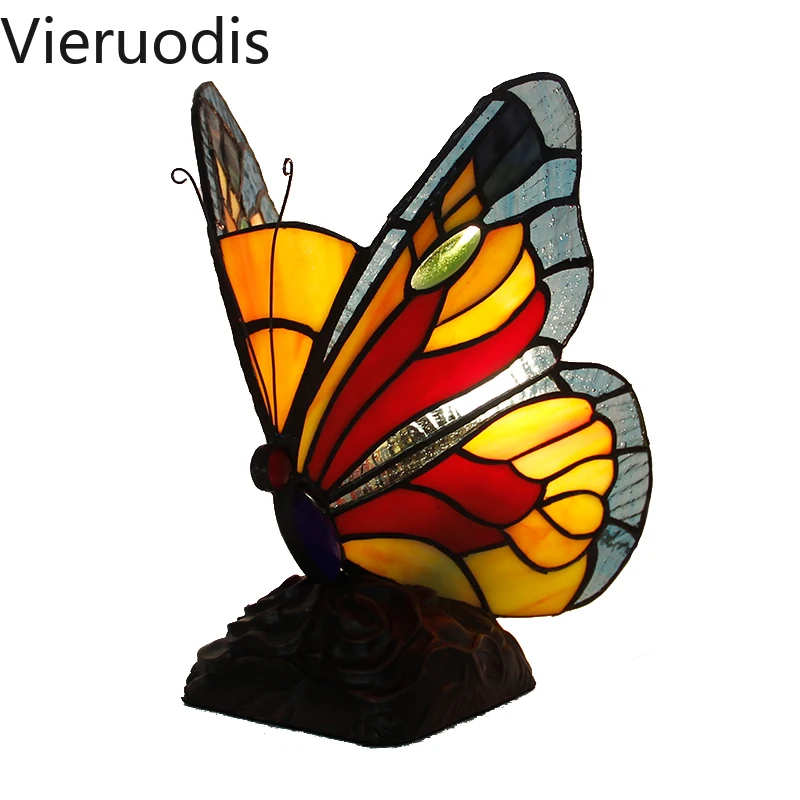 Ретро витражная настольная лампа Тиффани бабочка Настольные светильники для