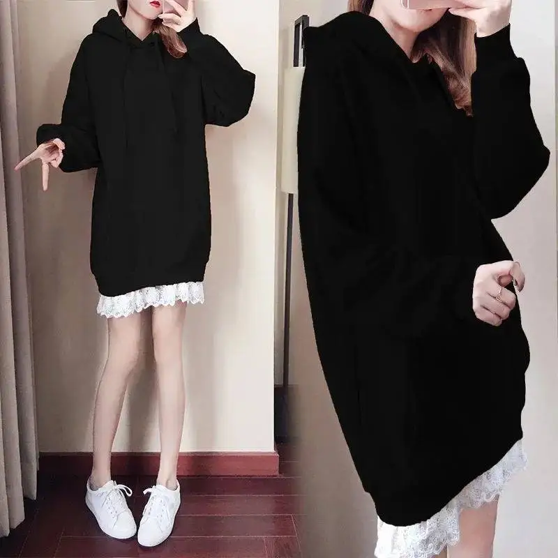 Женская однотонная толстовка с капюшоном Повседневная Свободная Толстовка