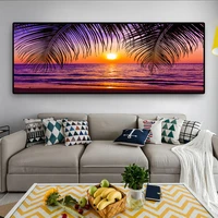 sea beach sunsets natural coconut palm panorama landscape canvas painting poster and prints wall art picture home decor cuadros