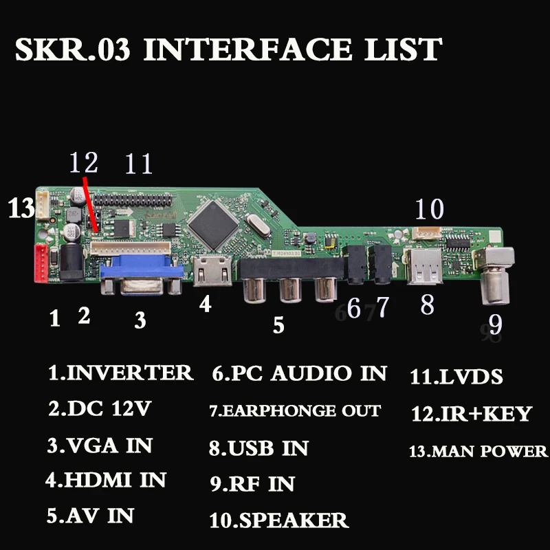 T. Rd8503.03 Skr.03 8501 Универсальный ЖК ТВ контроллер драйвер платы ТВ/ПК/Vga/Hdmi/Usb