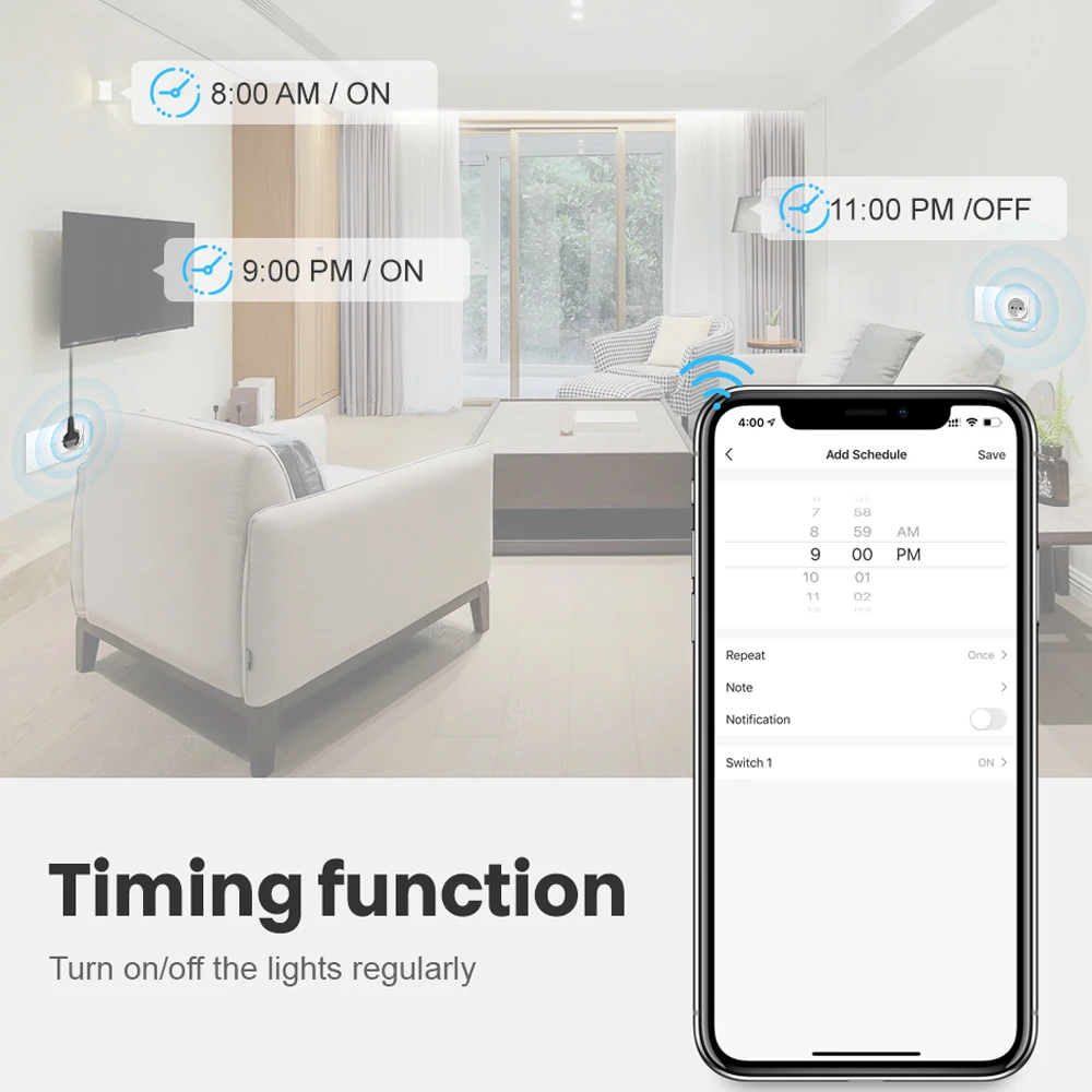 AVATTO Tuya WiFi светильник переключатель + 16а настенный выключатель стандарт ЕС