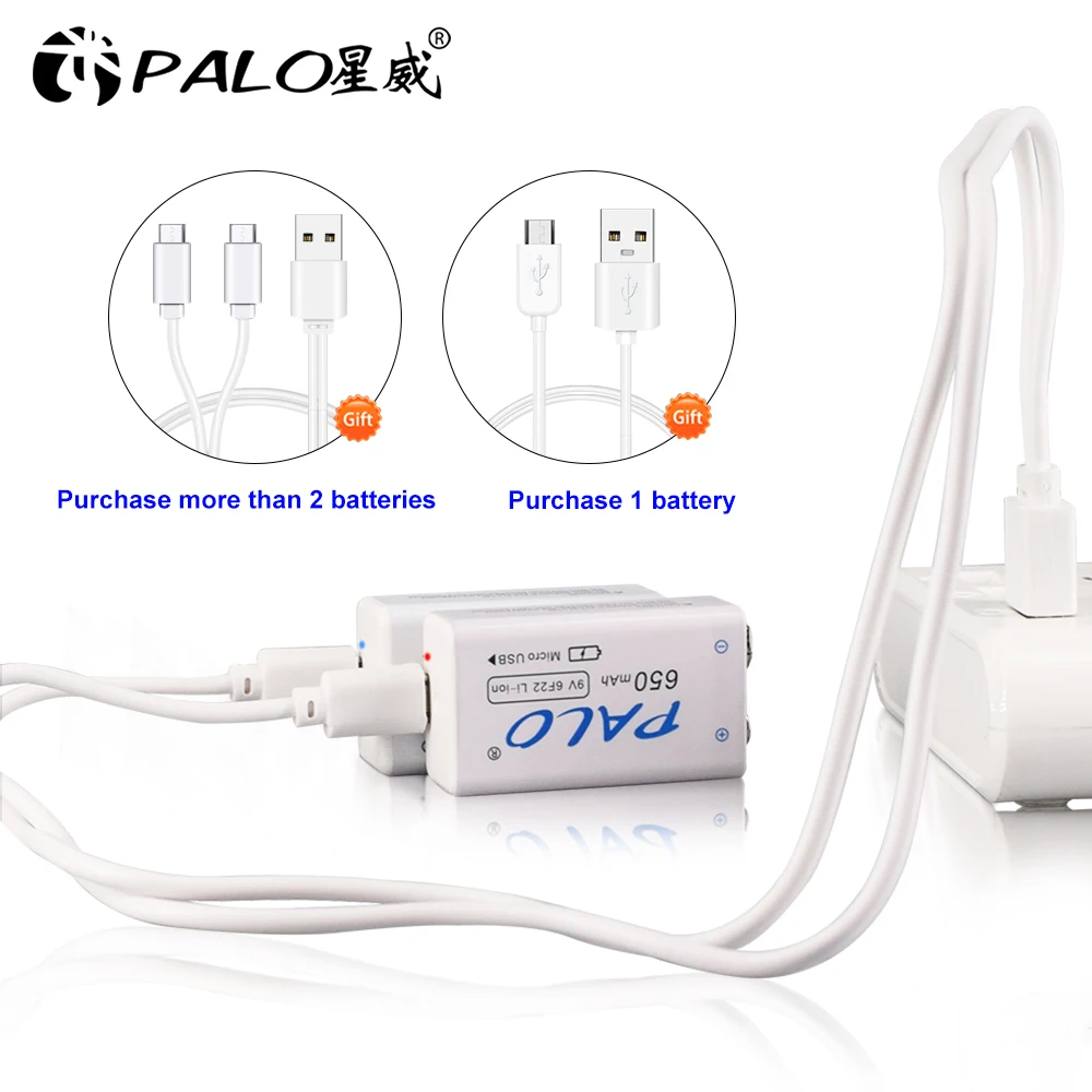 9V литий ионная аккумуляторная батарея 6F22 650mAh 9v литиевая для игрушечного