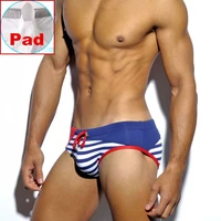 mens sexy bikini pad swimwear men striped swim briefs trunks beach shorts swimsuits swimming trunk brief gay male beachwear