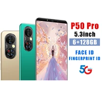 new 2021 p50 pro 5 3inch 8gb128gb 13mp21mp mtk6889 10core smartphone 5g 4950mah battery android11 dual sim finger face id