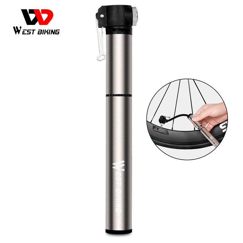 

WEST BIKING 120PSI Bicycle Pump Hose Mountain Road Cycling Tire Inflator Schrader Presta Valve Alloy Portable Mini Bike Pump