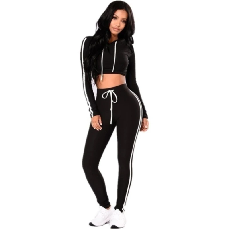 

Women Suits Sportswear Fashion Sports Women Tight Two Piece Set Tracksuit Long Sleeve Slim Top Long Pants Fitness Suits Sport