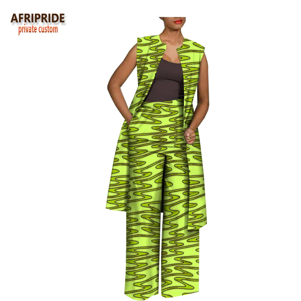 Африканская одежда для женщин костюм из 2 предметов с брюками длинная куртка без