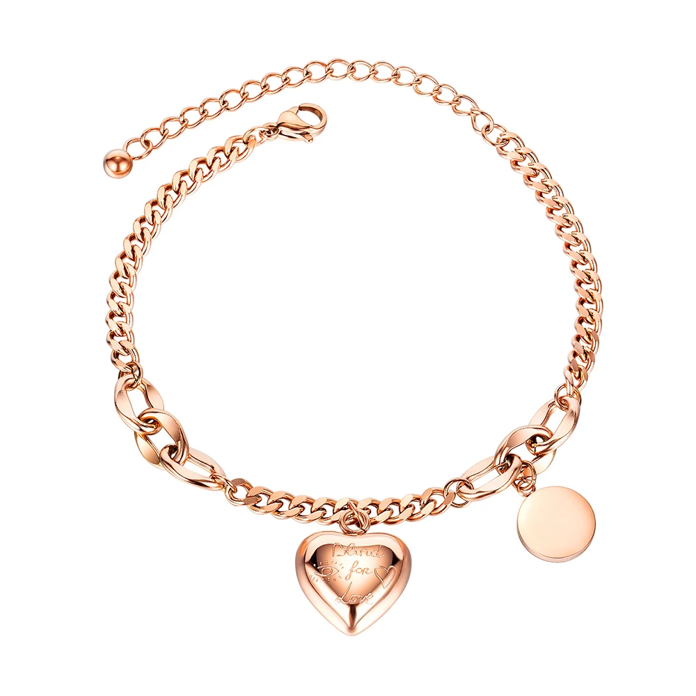 Fashion Wrist Bracelets For Women Girl Jewelry Simple All-match Love Circle Pendant Titanium Steel Bracele Temperame Accessories Fashion Wrist Bracelets For Women Girl Jewelry Simple All-match Love Circle Pendant Titanium Steel Bracele Temperame Accessories