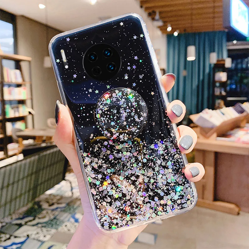 

Case for for Huawei P Smart 2019 Z Cases Glitter Silicon P20 P30 P40 Pro P9 P10 Plus Phone Holder Soft Cover P8 Lite 2018 Mini