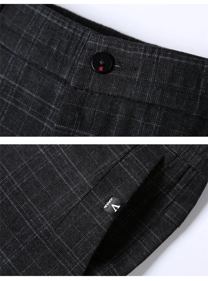 Для Мужчин's Повседневное штаны в клетку для бизнес на каждый день Slim Fit темно-серый классический Стиль лосины мужской брендовая одежда