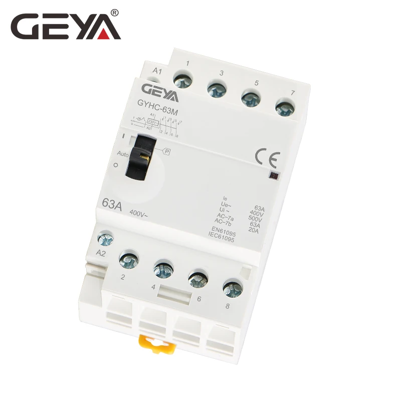 GEYA ручной контактор 4P 40A 63A 4NO или 2NO2NC 220 В din рейку бытовой AC модульный
