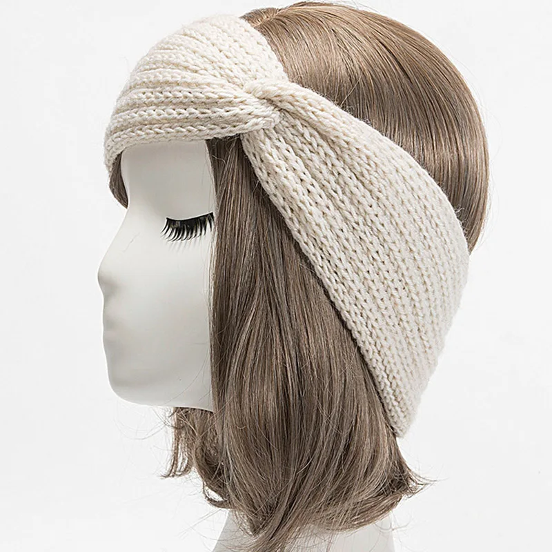 

Winter Women hair band Knitted Headband Plain Braided Headband Ear Warmer Warm Knotted Elastic Hair Band