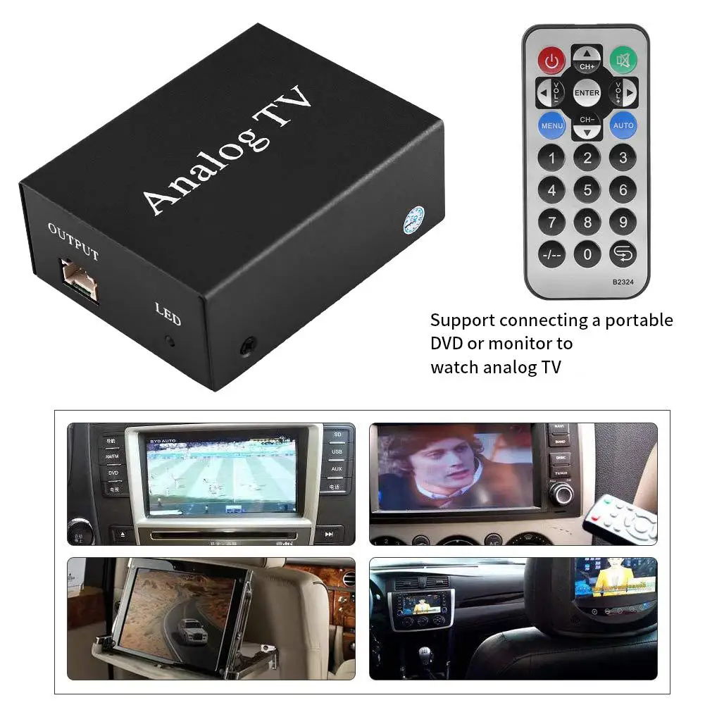 

Portable Car Special Analog TV Set-top DVD Box Receiver with Remote Control Black Analog TV box