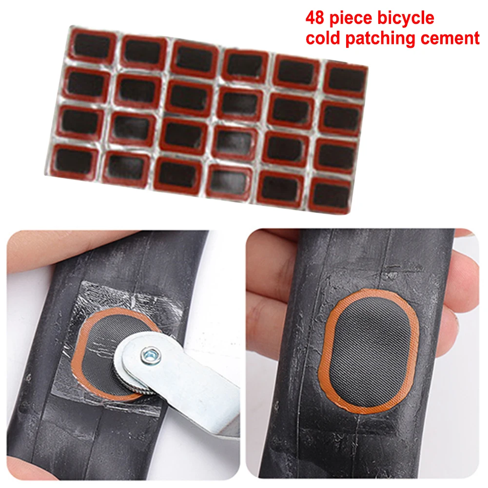 

48pcs Round Bicycle Tire Repair Rubber Patches without Glue Self Adhesive Bike Tyre Patch Cycling Maintenance Tools Accessories