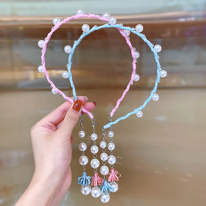 

2020 Sweet Rhinestone Headband Girls Childs Simple Hair Band Female Fake Earrings Tassel Hairpin Bezel Headwear Hair Accessories