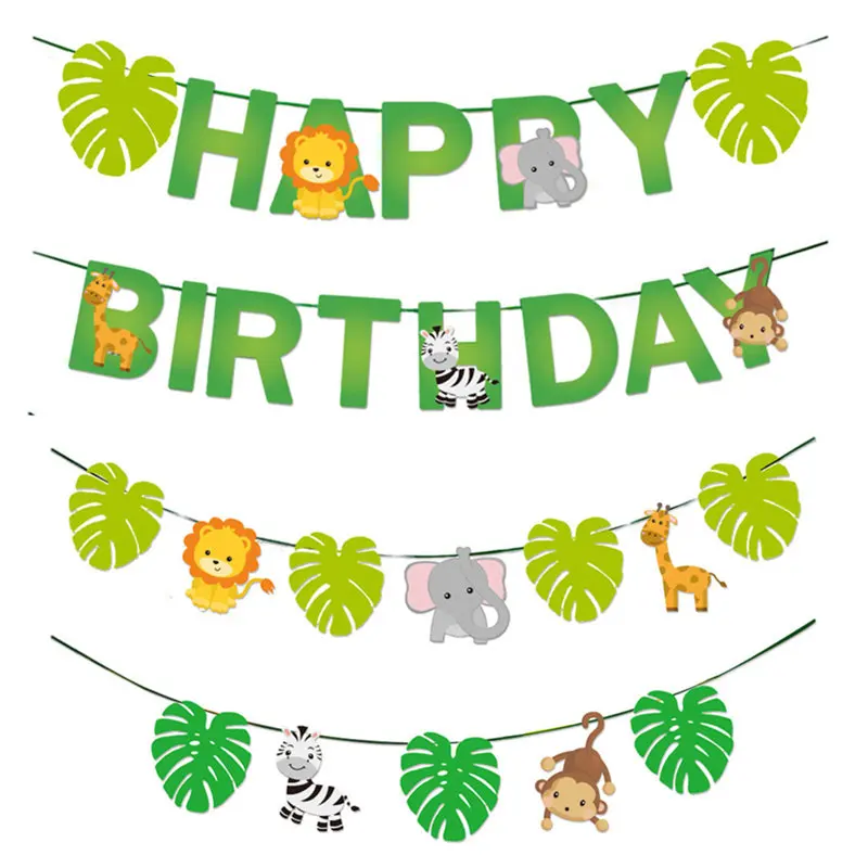 1 комплект гавайская лесная гирлянда с животными в джунглях|Флажки вымпелы и