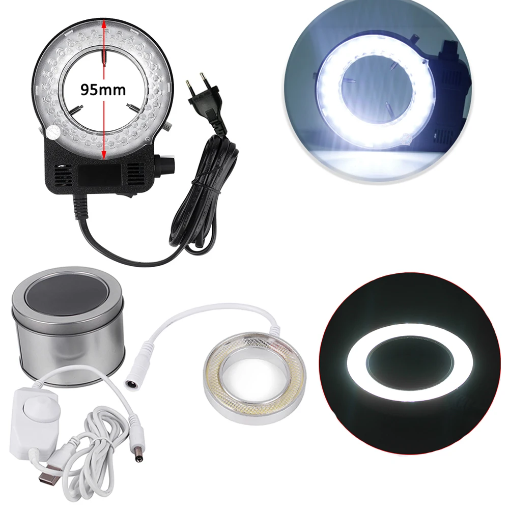 220 В регулируемый светодиодный светильник-кольцевой светильник для микроскопа