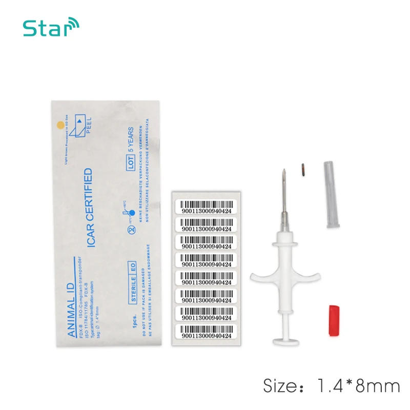 

1.4x8/2.12x12/1.25x7mm size FDX-B ICAR number ISO11784/5 RFID implant chip syringe Animal microchip syringe for pet dog cat fish