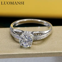 luomansi real 1 carat moissanite ring passed diamond test for wedding engagement party 100 s925 silver womens jewelry gift