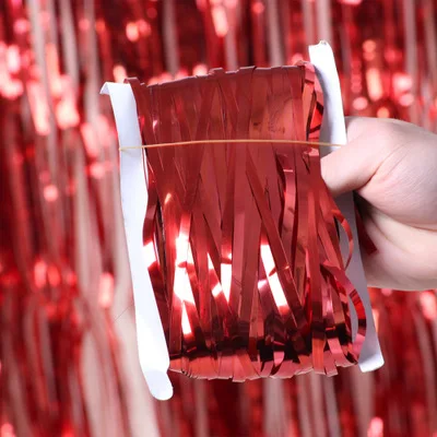 light red Девичник, вечерние занавески, блестящая золотая мишура, бахрома, фольга, занавеска для дня рождения, украшение для вечеринки, дождь, бахрома, кисточка, Декор - Цвет: light red