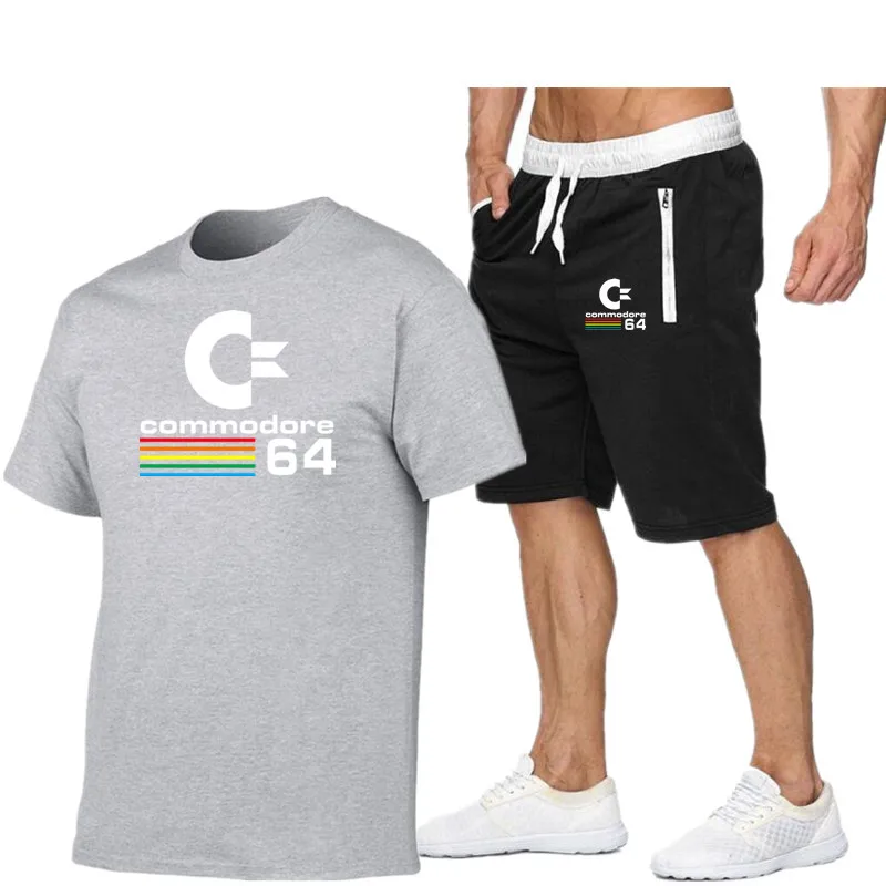 

2021 Summer Men's T-shirt Set 2 Men's Basketball Sportswear Brand Printed Short Sleeve + Men's Casual Shorts Set