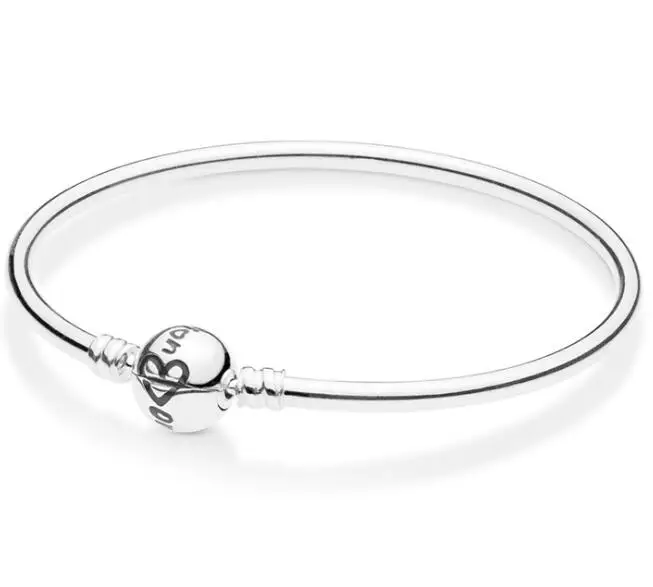

Original 925 Sterling Silver pandora Bracelet Moments Black Heart On Mother's Day Bangle Fit Women Bead Charm Diy Jewelry