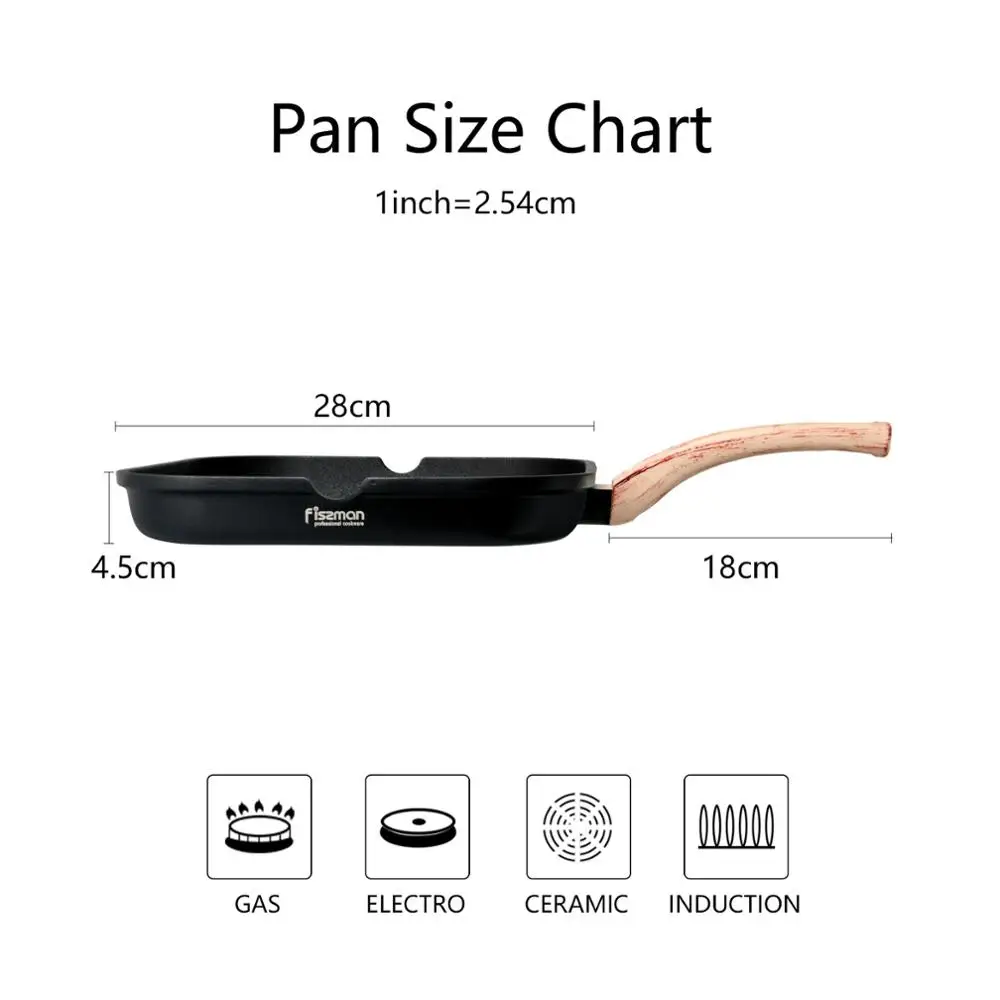 Сковорода гриль FISSMAN с черной жемчужиной и антипригарным покрытием|Сковороды| |