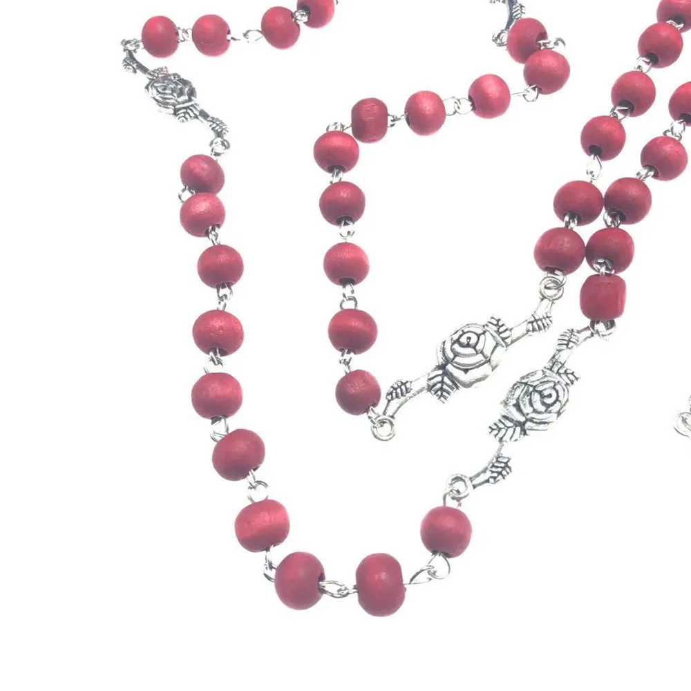 Ожерелье из красного розака/розовый розарий с четырьмя разъемами розы|beaded leather necklace|beaded collar necklacebead scarf necklace |