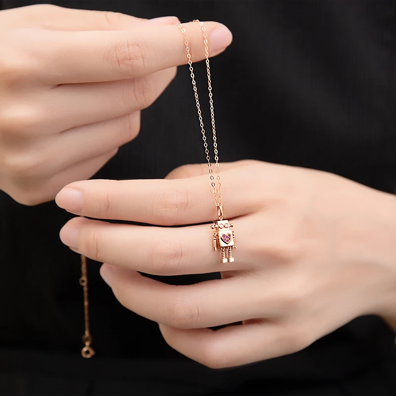 Женский кулон-робот Aazuo украшение из розового золота 18 К с натуральным рубином и