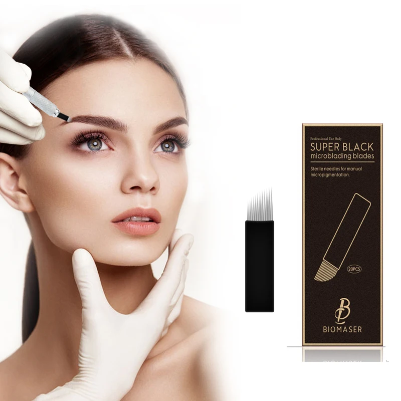 

Biomaser 10pcs Super Black Microblading Needles High Quality Tattoo Needles for Microblading Pen Permanet Makeup