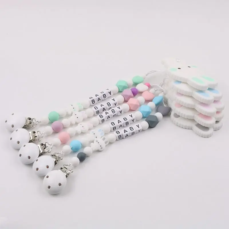 

Child Baby cartoon crafted Pacifier Clip Silicone beautiful generous Cartoon Rabbit Teether Teething Soother