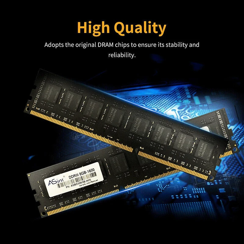 ASint DDR3 8 Гб Ram 1600 МГц настольная память с теплоотводом 240Pin низкая