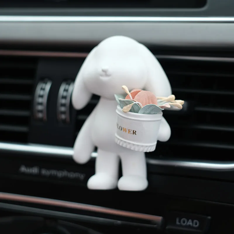 

White Rabbit Model Car Air Fragrance Automobile Pollution-Free Perfume Outlet Clip Decoration Aromatherapy Accessories Interior