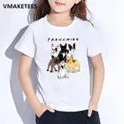 Детская летняя футболка с коротким рукавом для девочек и мальчиков, Детская футболка с мультяшным принтом французского бульдога, забавная повседневная детская одежда