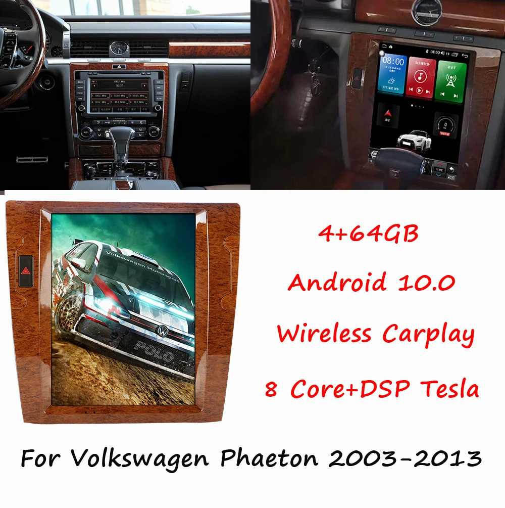 

For Volkswagen Phaeton 2003-2013 12.1 Inch Android 10.0 4+64GB Tesla Style Car GPS Navigation Multimedia Player Radio HD Carplay