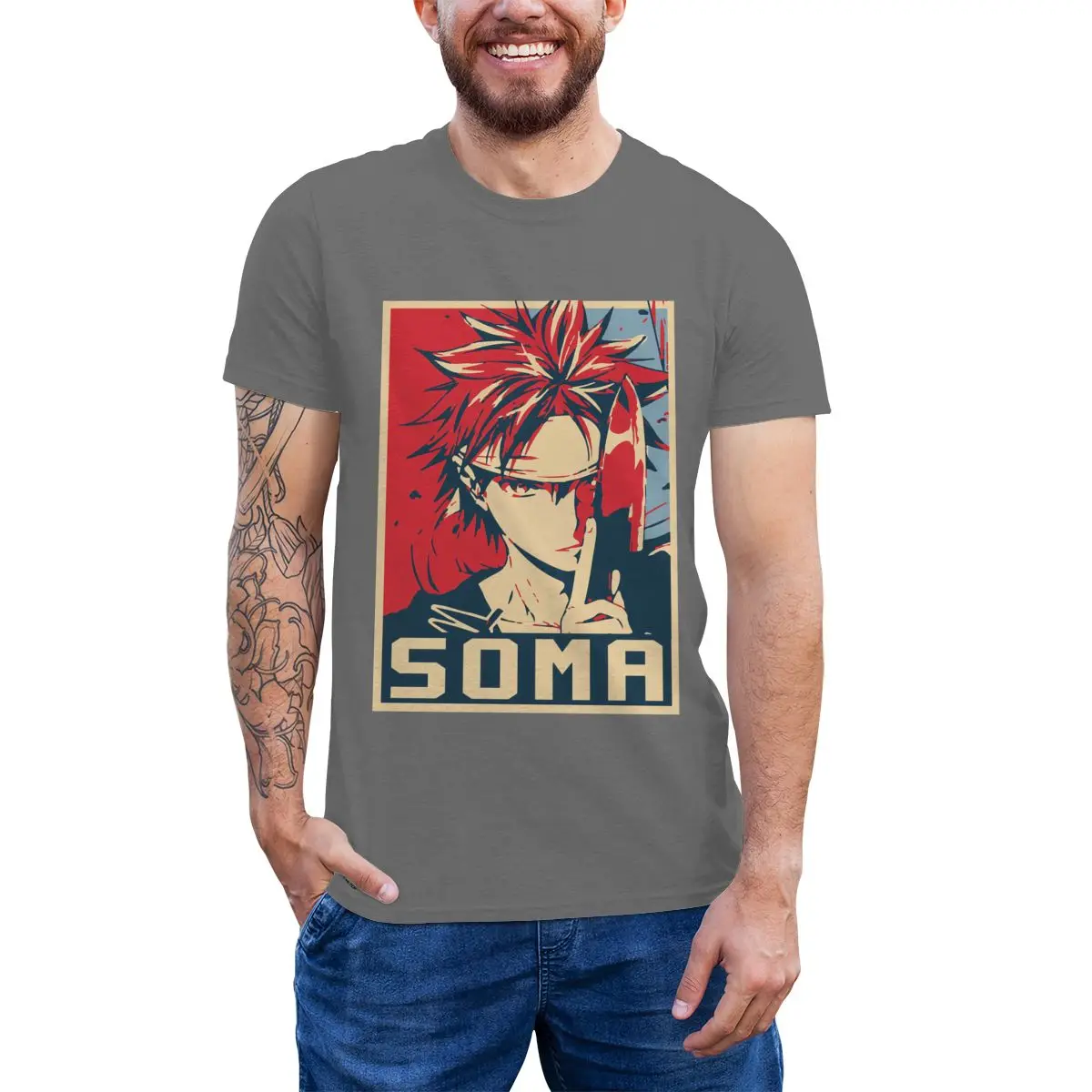 Shokugeki No Soma футболка Большая мужская удивительный принт 100 хлопок Повседневная |