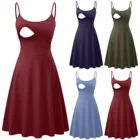 2021 для беременных летние платья на бретельках для женщин эластичные дышащие и удобные однотонные Цвет на бретельках одежда для кормления грудью; Ночная рубашка