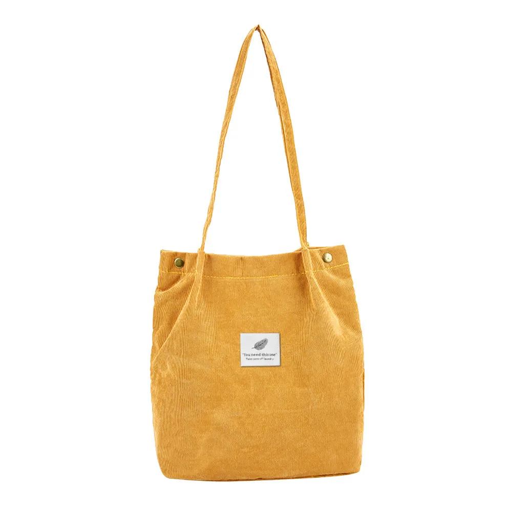 

Large Capacity Women Corduroy Tote Ladies Casual Solid Color Shoulder Bag Foldable Reusable Women Shopping Beach Bag Xew