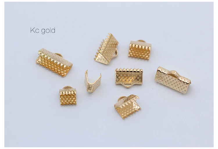 kc gold 100p 6 мм 8 мм 10 мм 13 мм посеребренные Позолоченные зажимы для лент зажимы шнур обжимной концевой колпачок наконечник ожерелье браслет соединители поиск пряжки - Цвет: kc gold