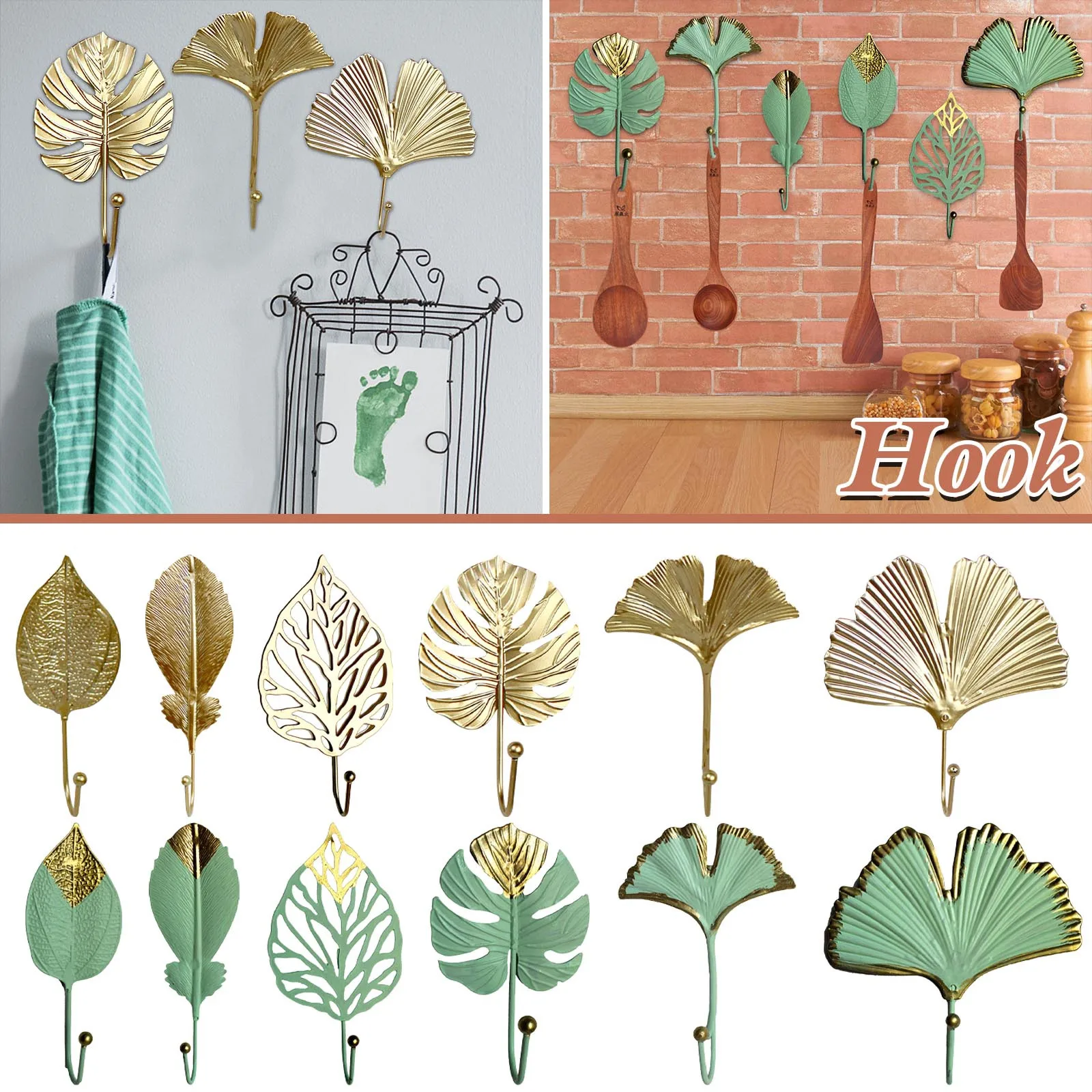 

Creative Mini Hook Hanging List Coat Hook Wall Hook Home Decoration Leaves