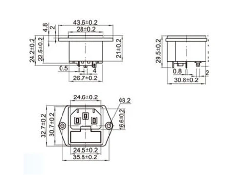 3 Pin IEC 60320 C14 на входе 1 шт. штепсельная вилка 15A AC 250V с держателем предохранителя