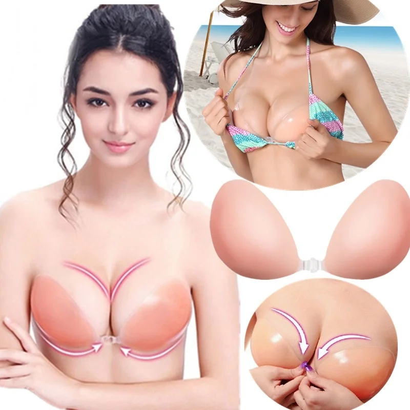 

Richkeda StoreNew Sexy Women Strapless Bra Invisible Inserts Push Up Bra Nipple Stickers Backless Stealth Self Adhesive Silicone